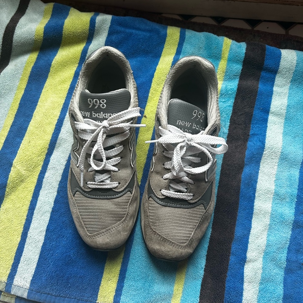 New Balance 998 Gray and White Sneakers